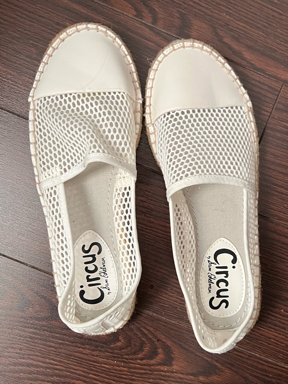 White Mesh Espadrille Slip-On Flats